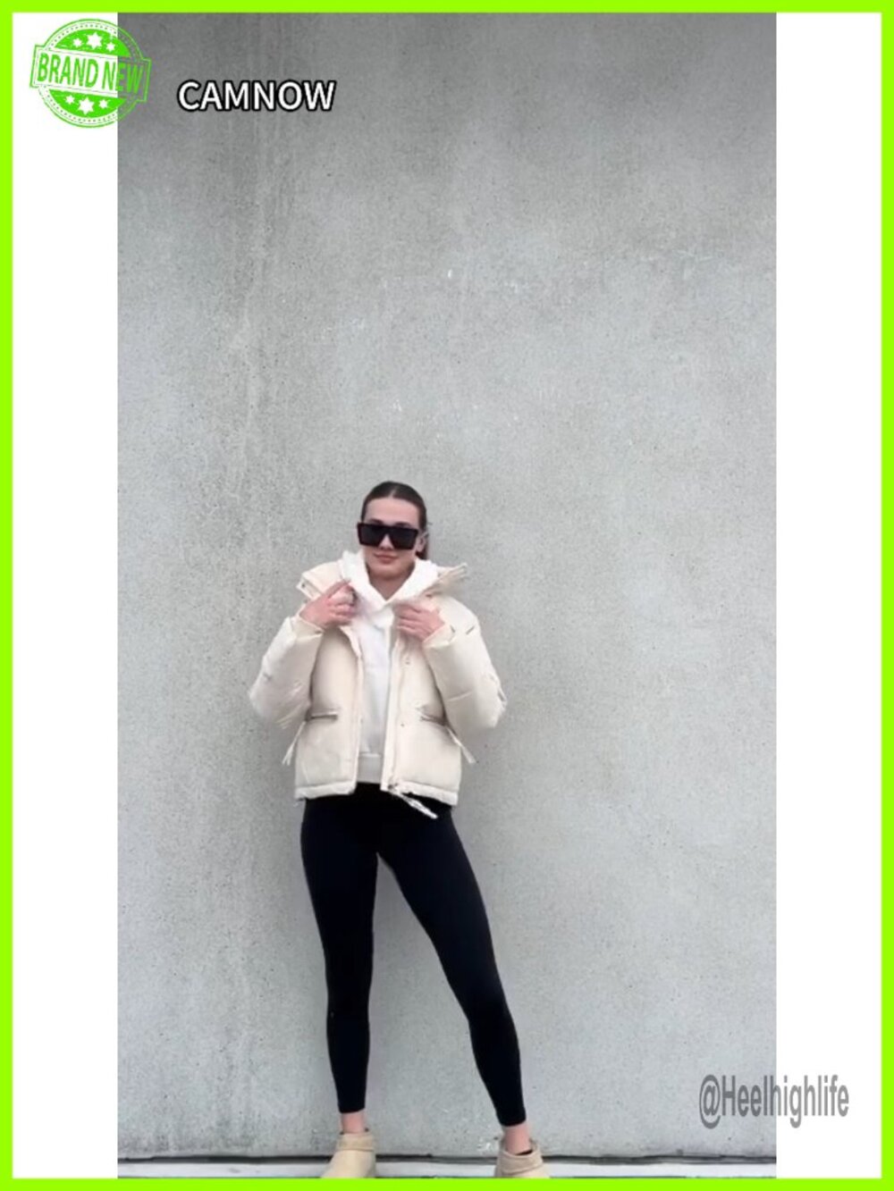 Cropped Puffer Jacket Full Zip Quilted Winter Coat with Pockets - Picture 6 of 7